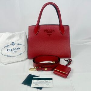 Prada Monochrome Red Saffiano Tote